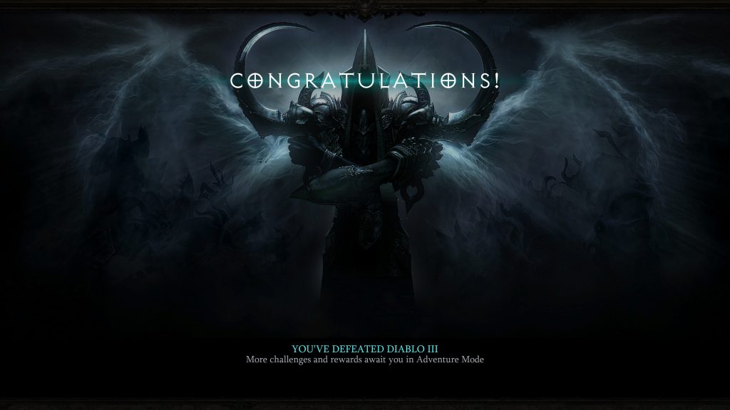 Diablo III Congratulations Screen